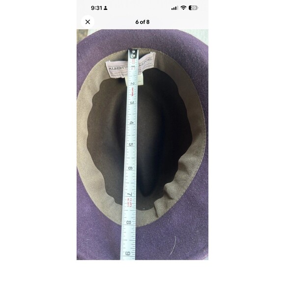 Albertus Swanepoel 100% Wool Brown/Purple Fedora Felt Hat (M) with Bow/Band - Picture 6 of 8